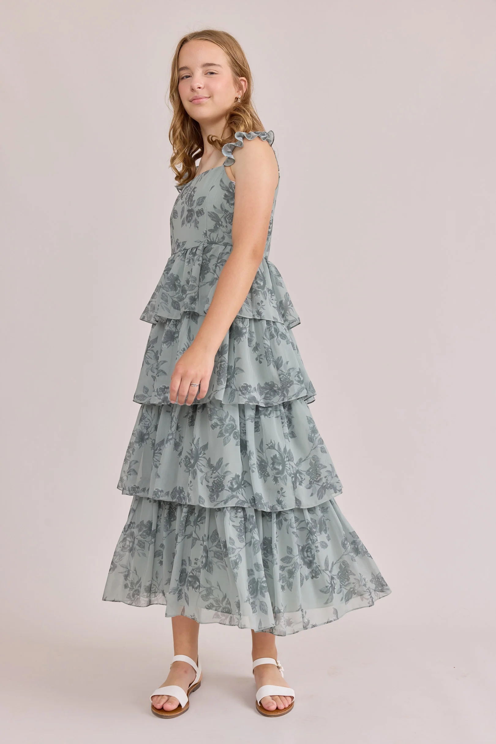 Juniors Poppy Chiffon Floral Print Dress | Made To Order - Image 18