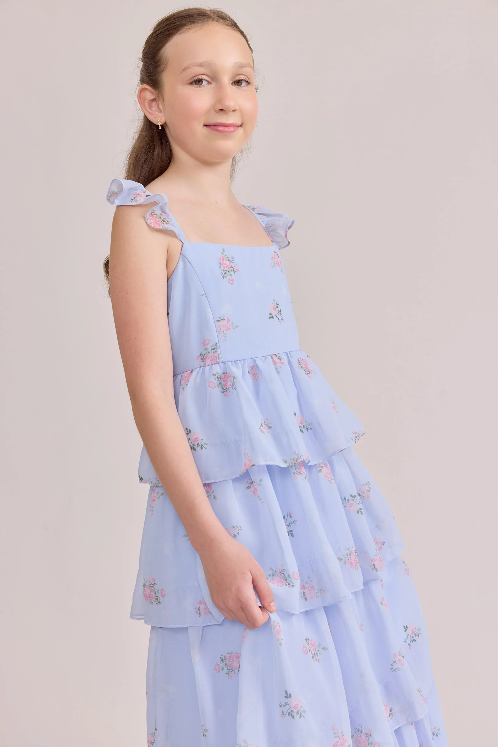 Juniors Poppy Chiffon Floral Print Dress | Made To Order - Image 26