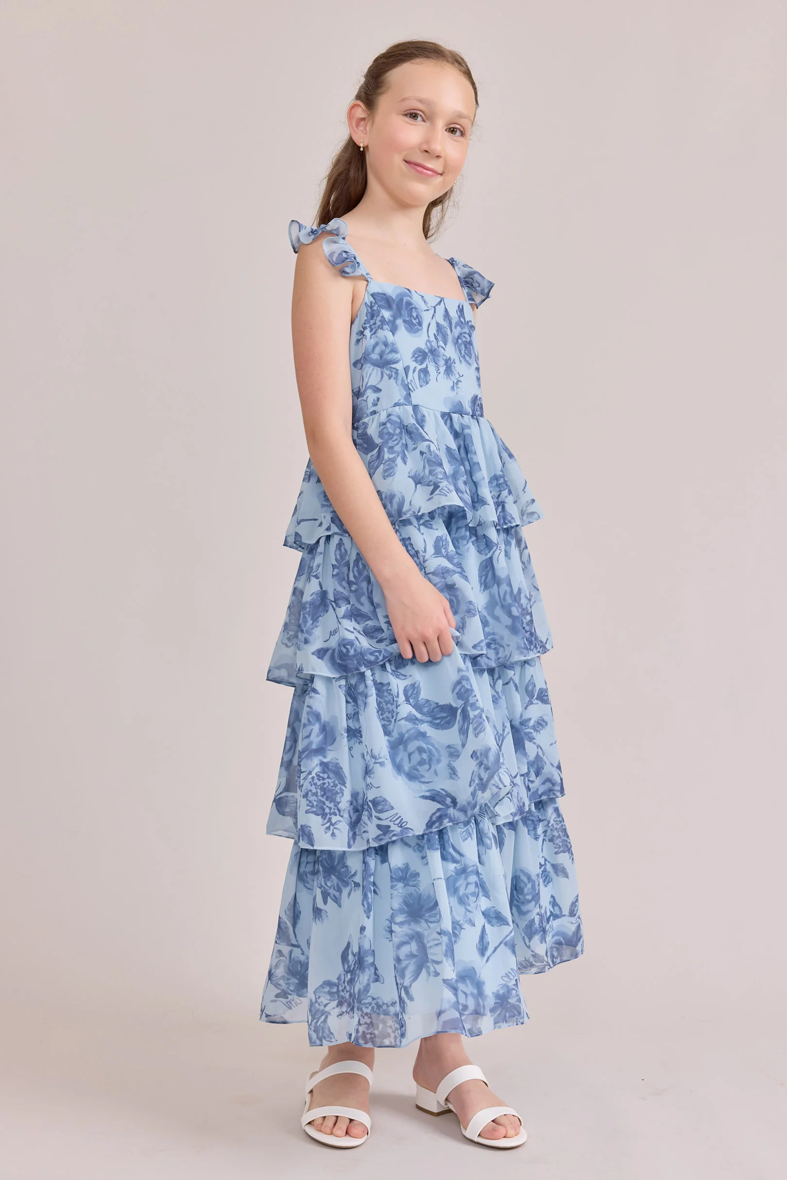 Juniors Poppy Chiffon Floral Print Dress | Made To Order - Image 3