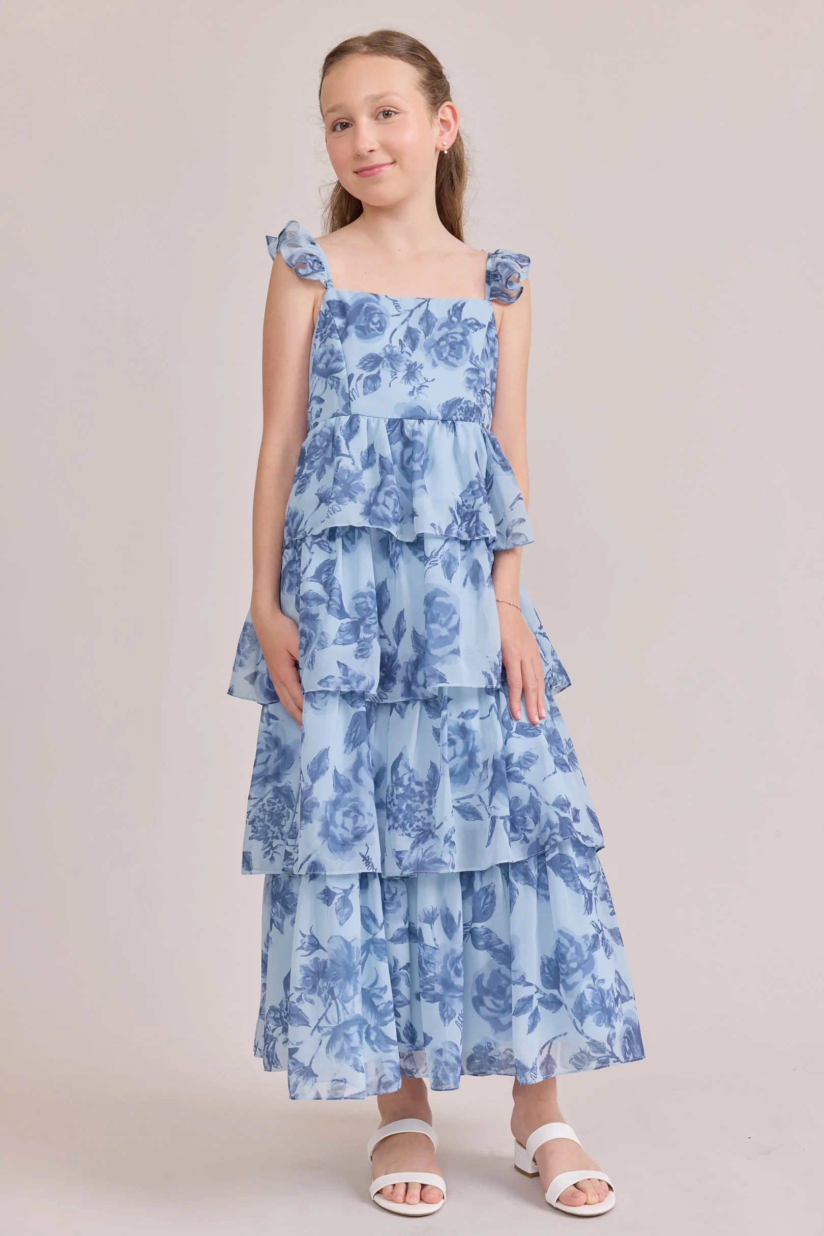 Juniors Poppy Chiffon Floral Print Dress | Made To Order - Image 5