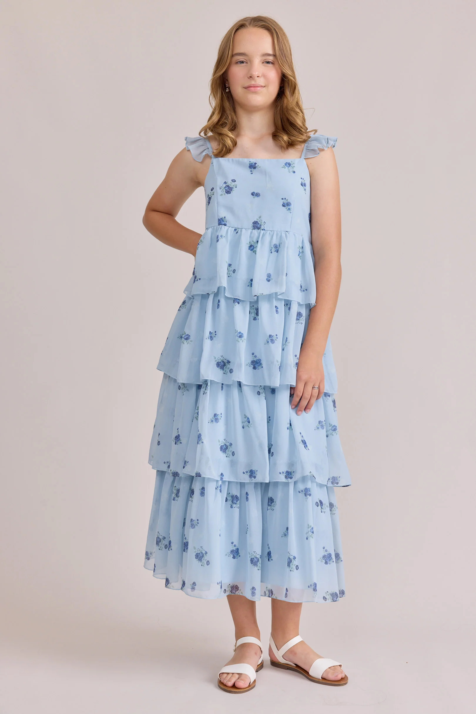 Juniors Poppy Chiffon Floral Print Dress | Made To Order - Image 6