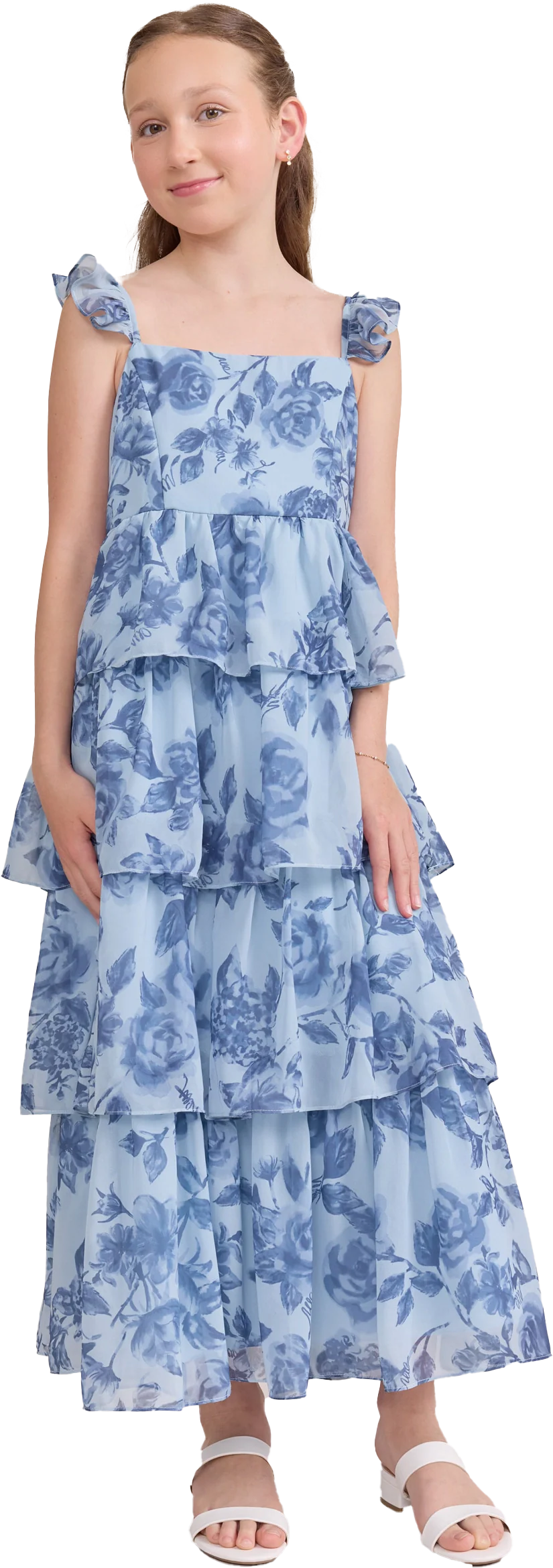 Juniors Poppy Chiffon Floral Print Dress | Made To Order - Image 69
