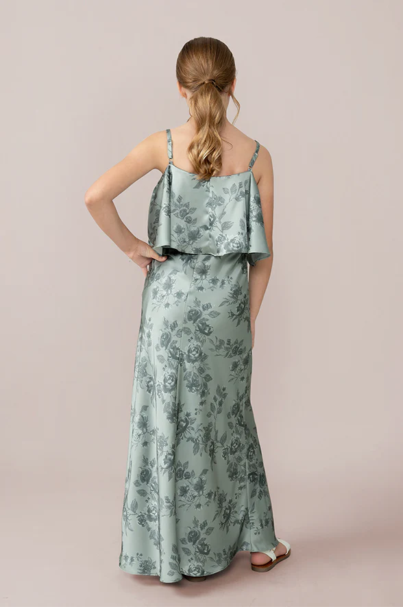 Juniors Riley Convertible Satin Floral Print Dress | Made To Order - Image 3