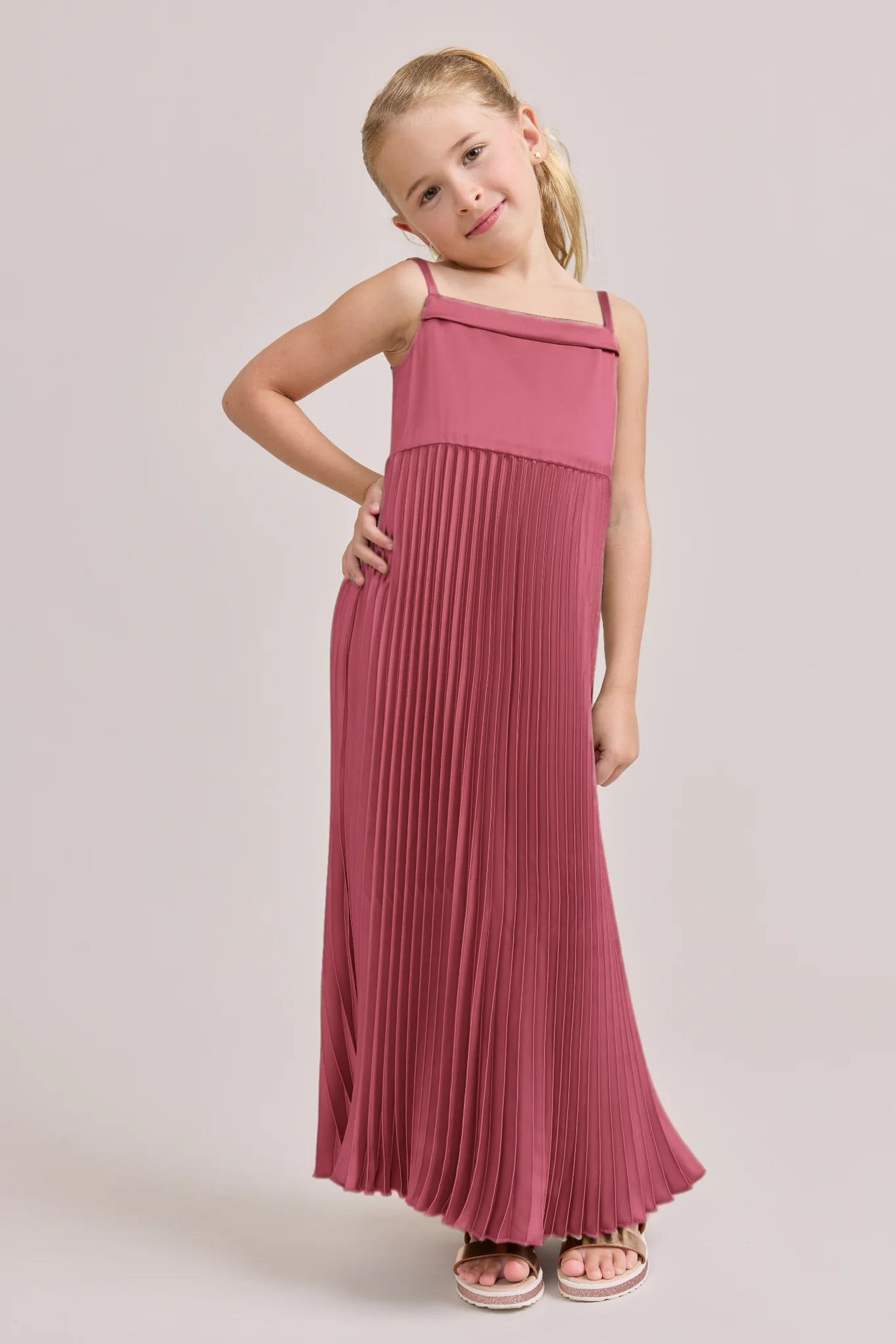 Juniors Saylor Satin Pleated Dress | Made To Order - Image 3