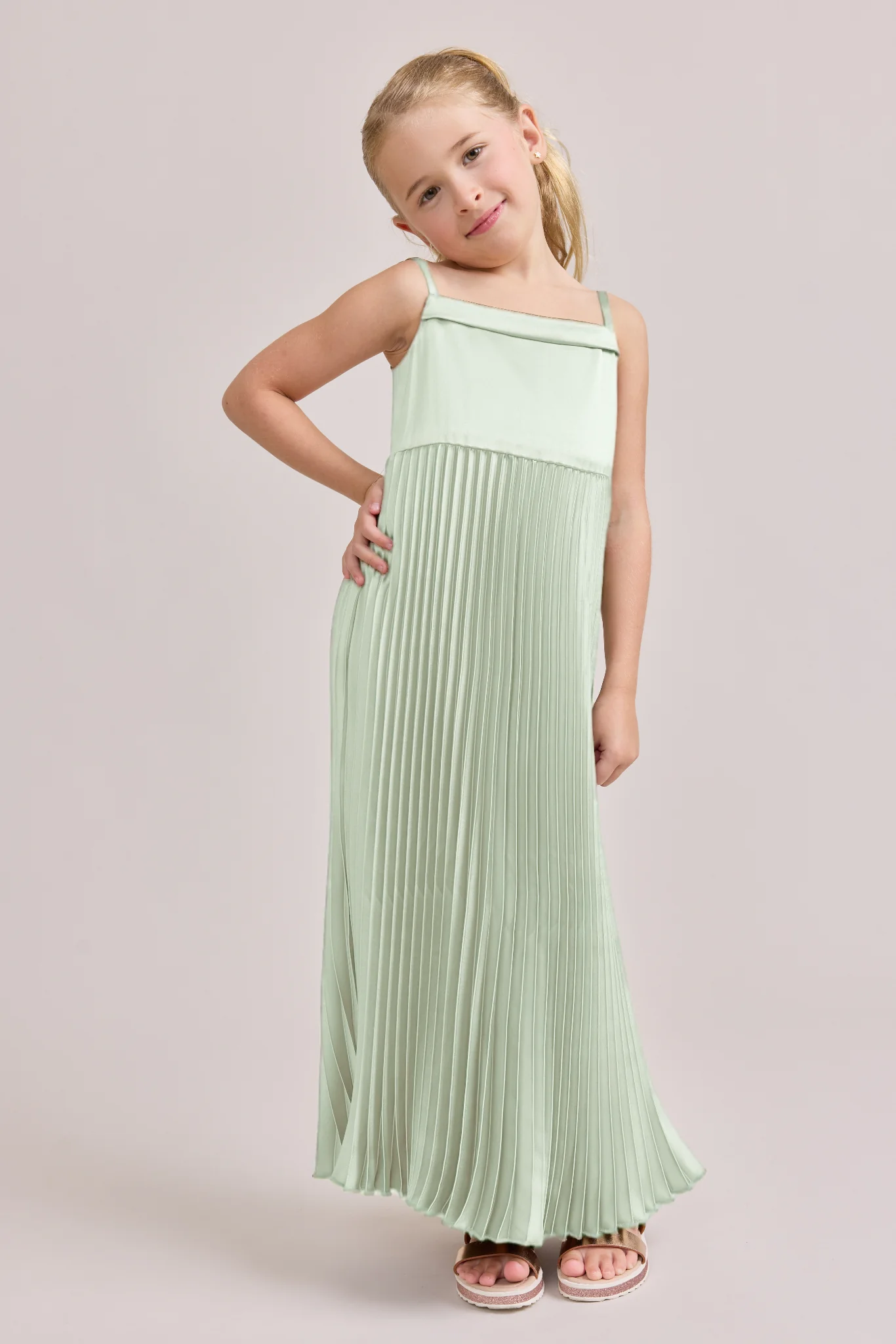 Juniors Saylor Satin Pleated Dress | Made To Order - Image 36