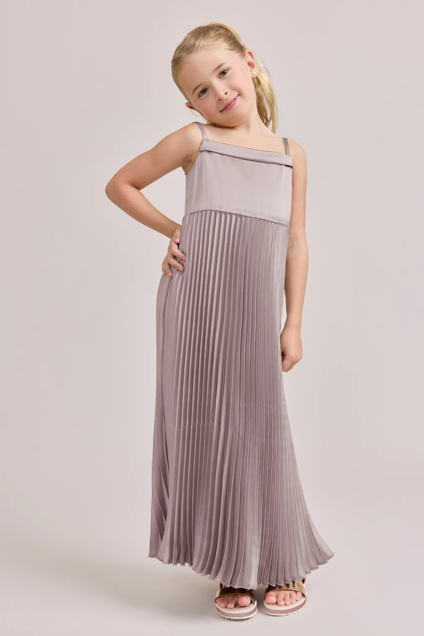 Juniors Saylor Satin Pleated Dress | Made To Order - Image 48