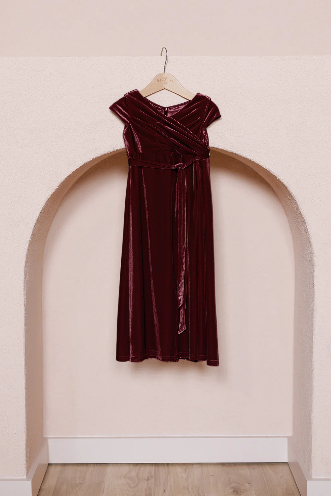 Kids Harper Faux-Wrap Velvet Dress | Made To Order - Image 13