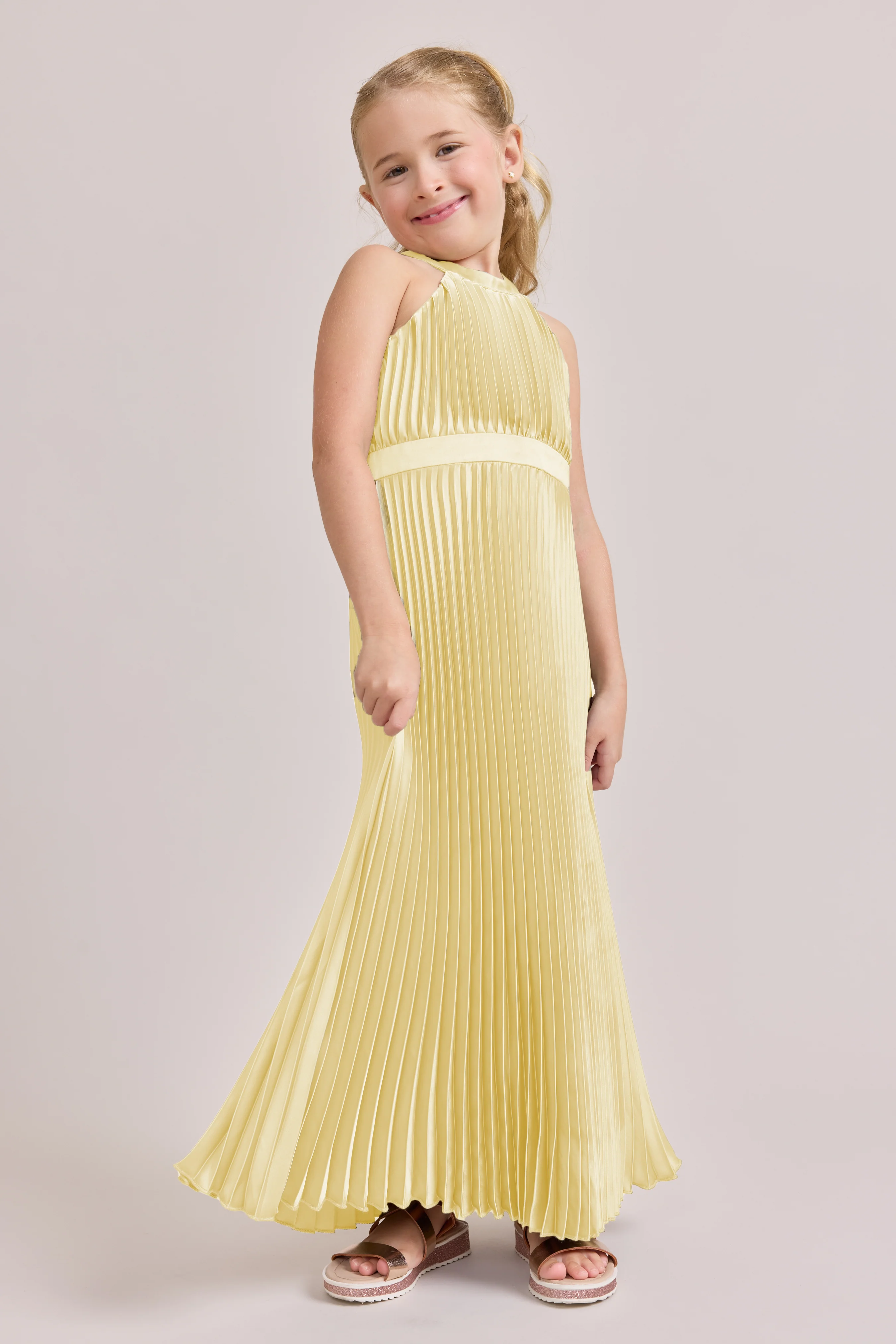 Kids Mazie Satin Pleated Dress | Made To Order - Image 104