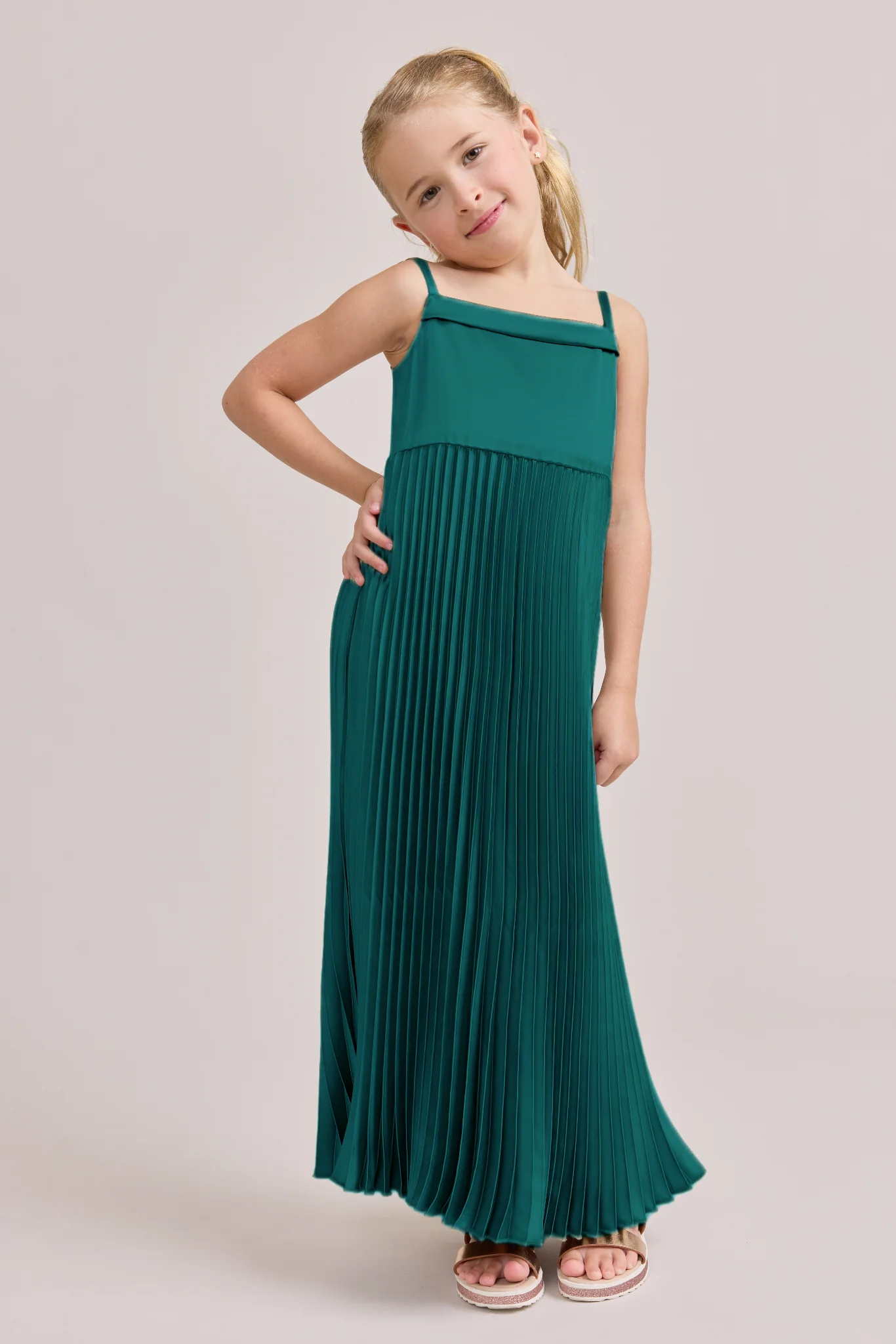 Kids Saylor Satin Pleated Dress | Made To Order - Image 11