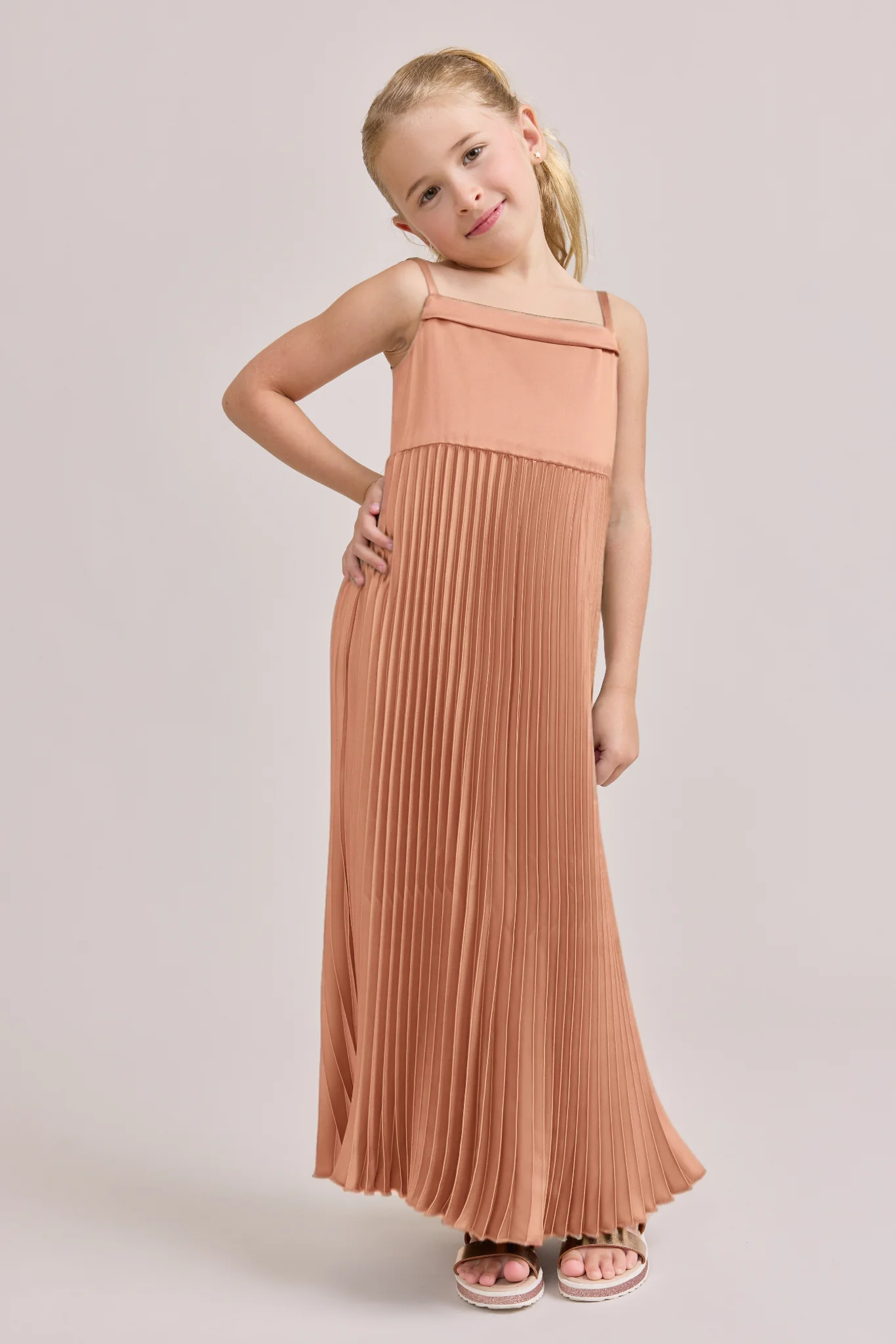 Kids Saylor Satin Pleated Dress | Made To Order - Image 12