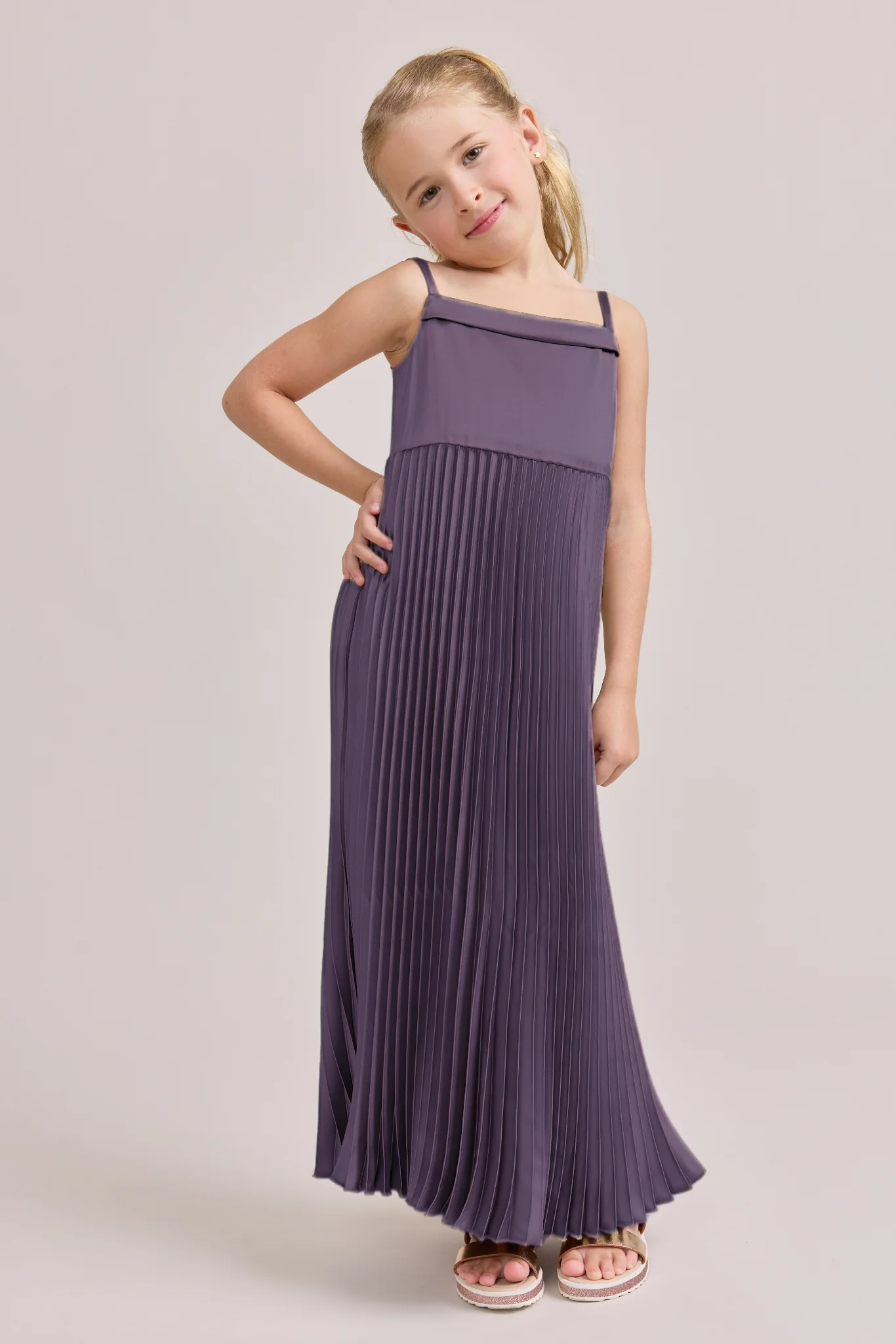 Kids Saylor Satin Pleated Dress | Made To Order - Image 16