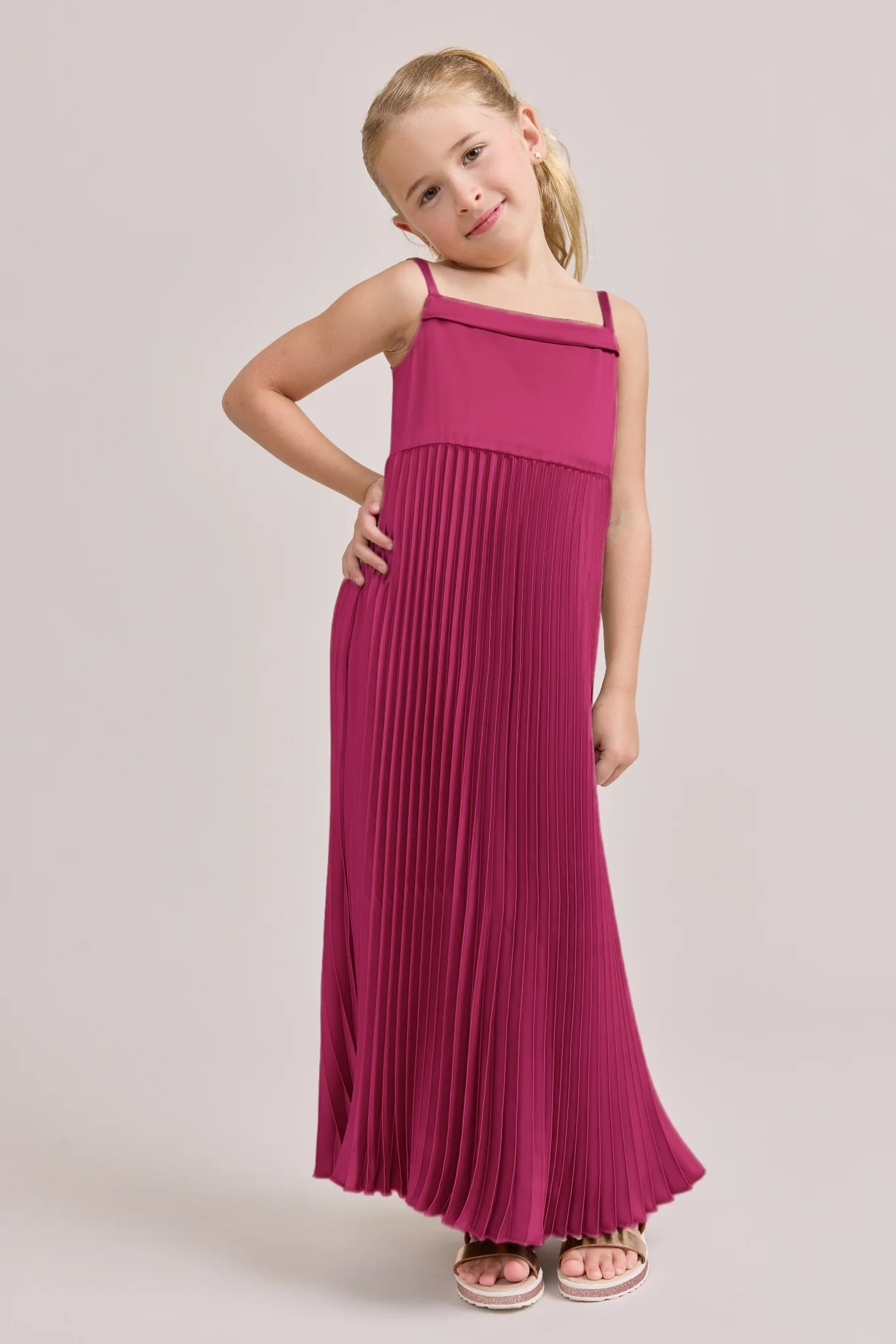 Kids Saylor Satin Pleated Dress | Made To Order - Image 18