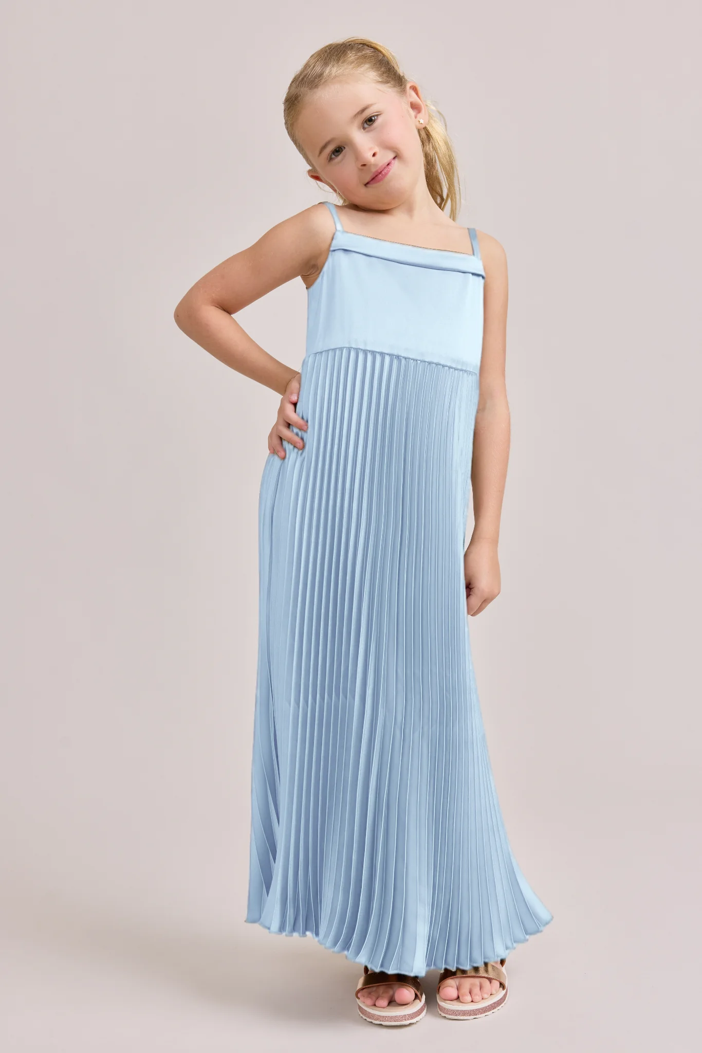Kids Saylor Satin Pleated Dress | Made To Order - Image 24