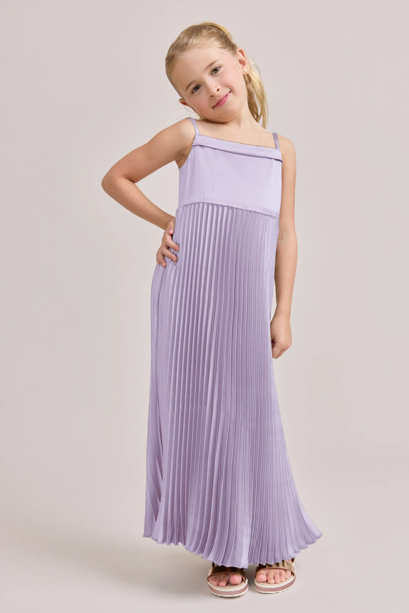Kids Saylor Satin Pleated Dress | Made To Order - Image 25