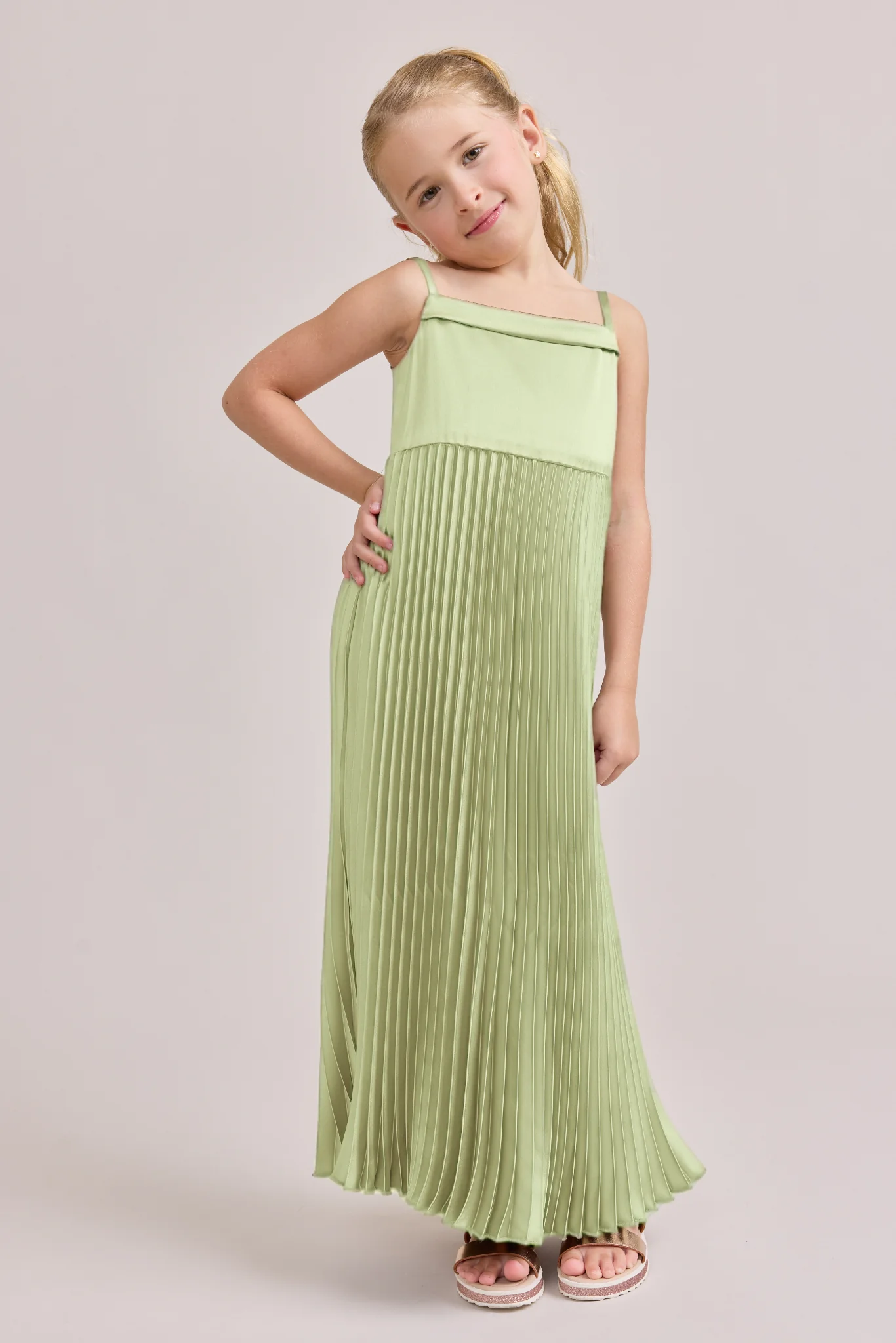 Kids Saylor Satin Pleated Dress | Made To Order - Image 29