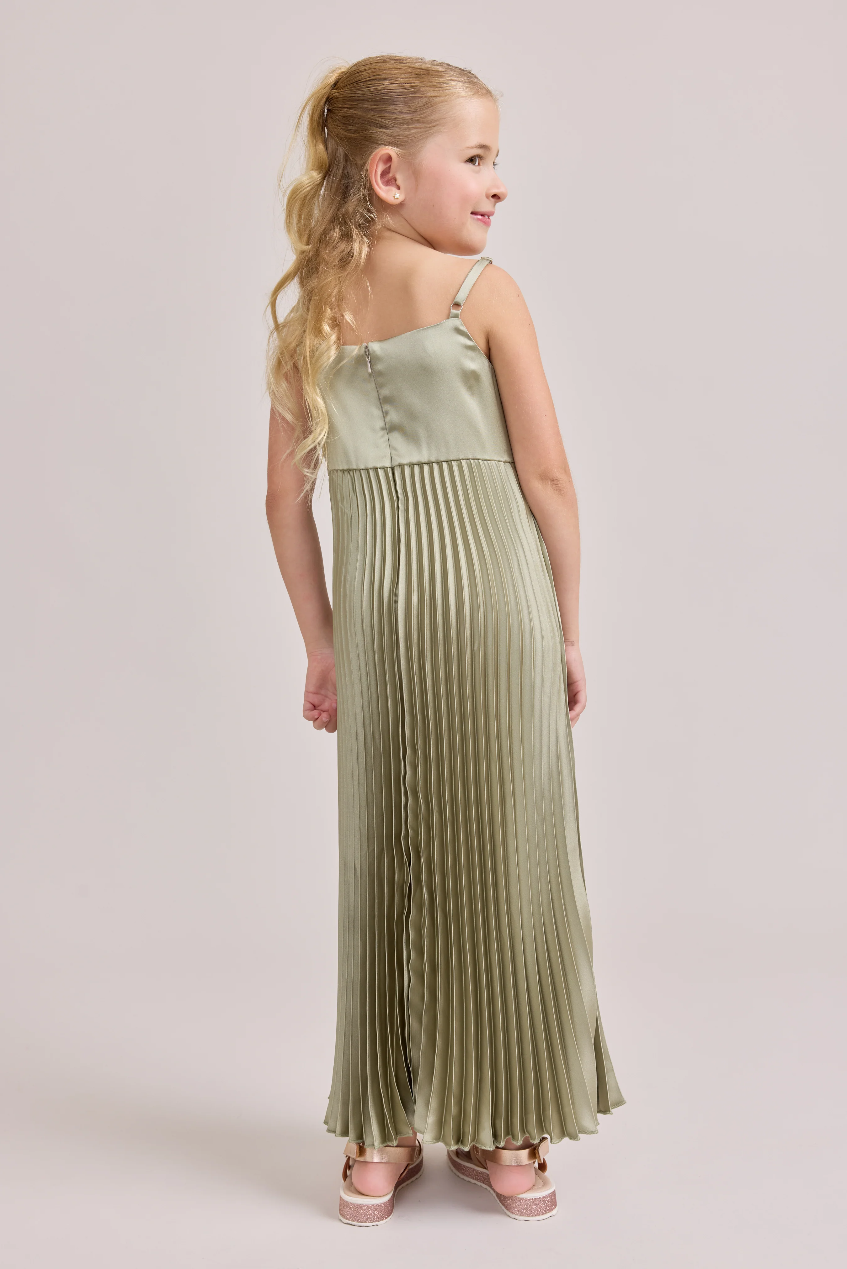 Kids Saylor Satin Pleated Dress | Made To Order - Image 3