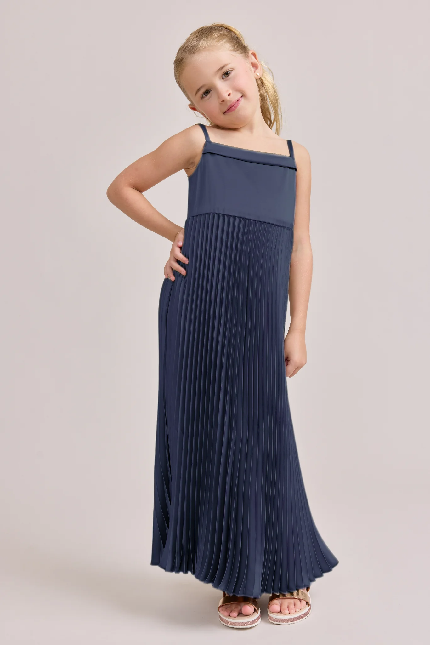 Kids Saylor Satin Pleated Dress | Made To Order - Image 32