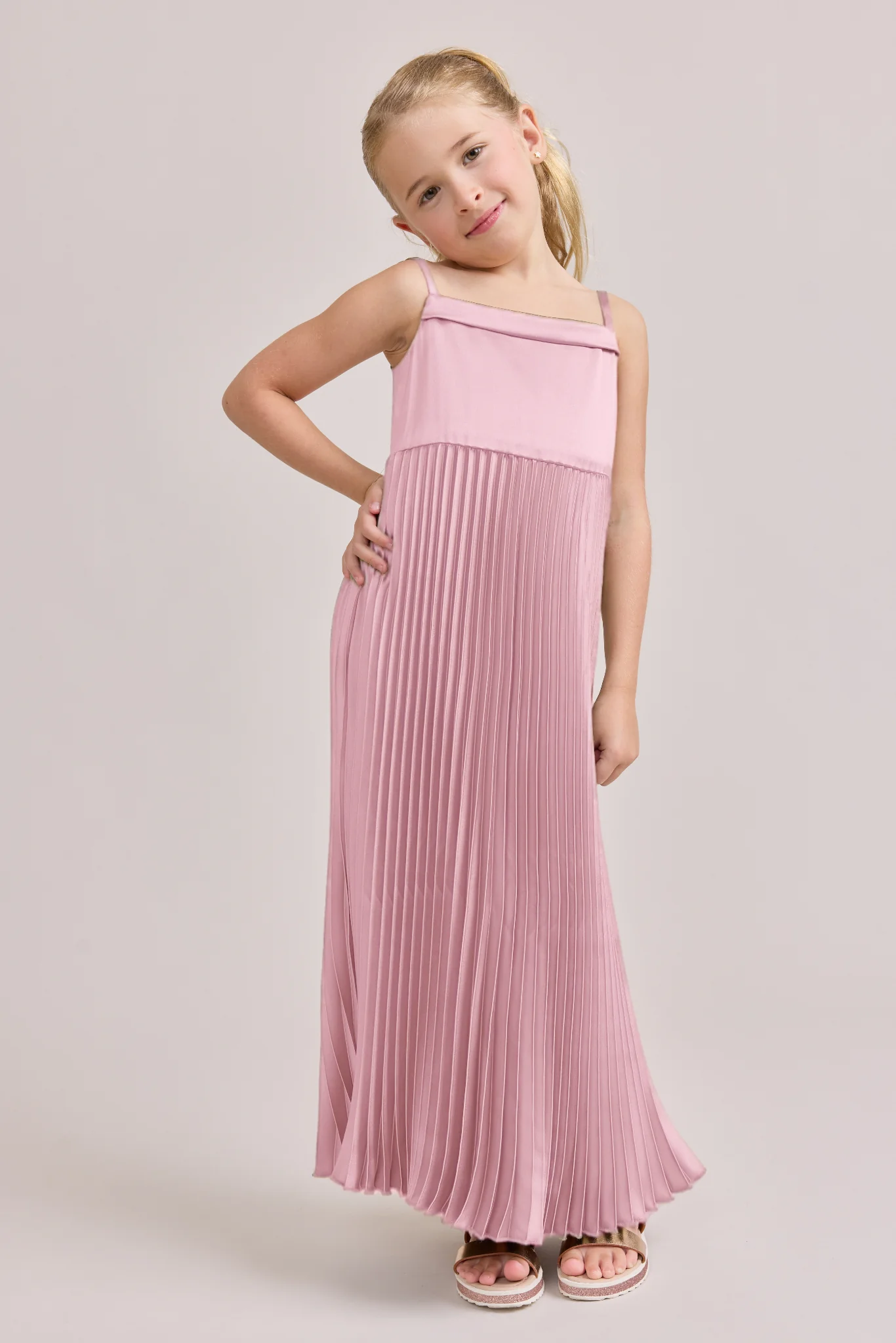 Kids Saylor Satin Pleated Dress | Made To Order - Image 35