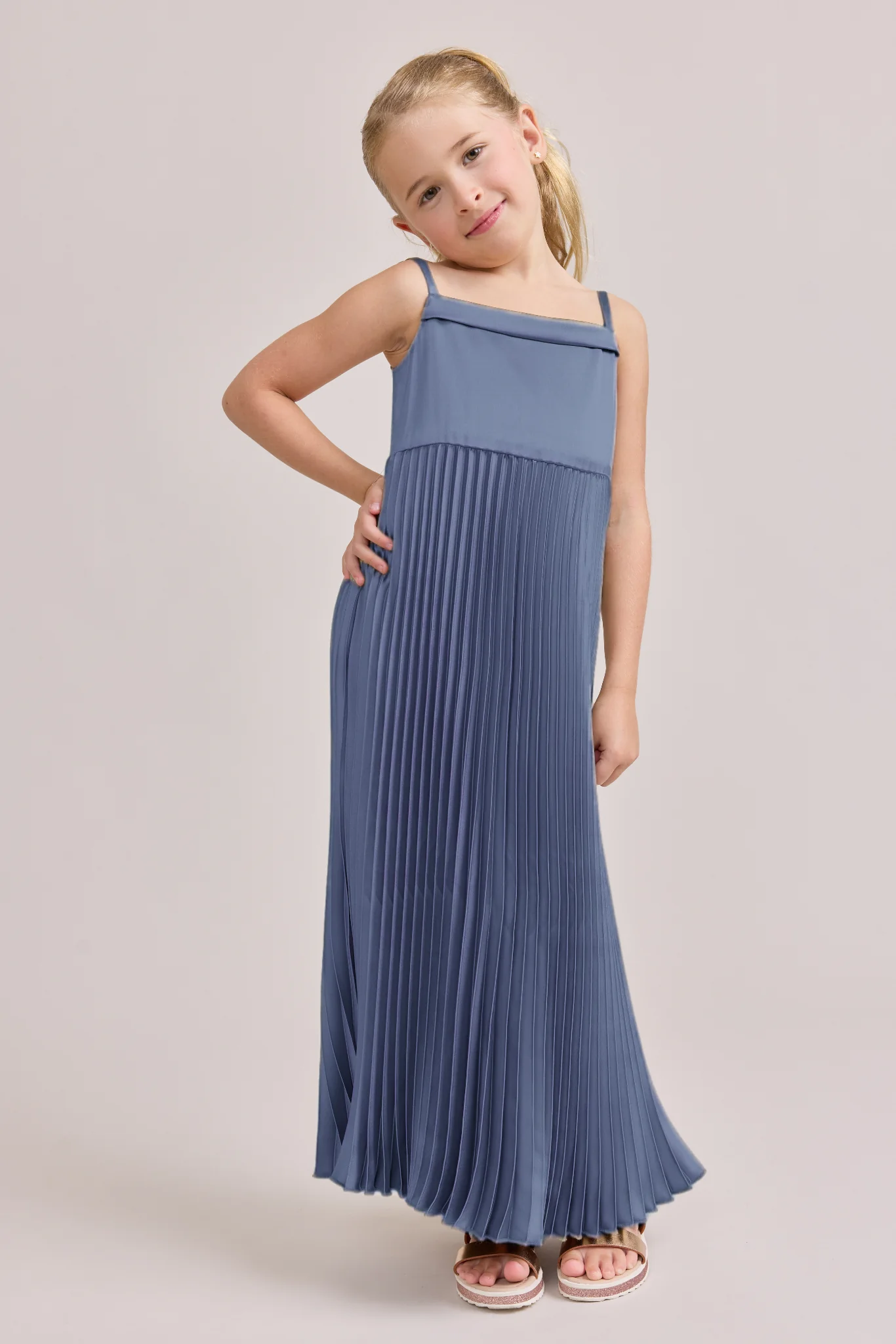 Kids Saylor Satin Pleated Dress | Made To Order - Image 39