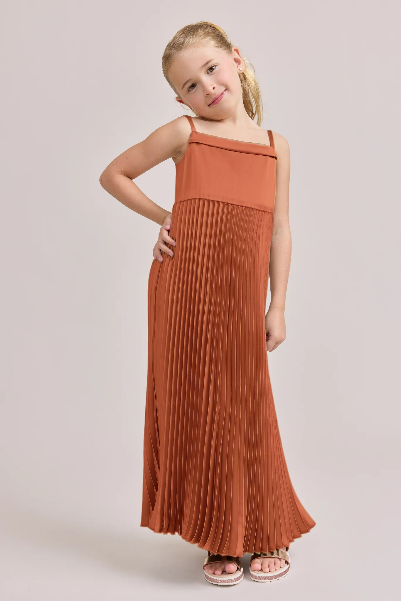 Kids Saylor Satin Pleated Dress | Made To Order - Image 44