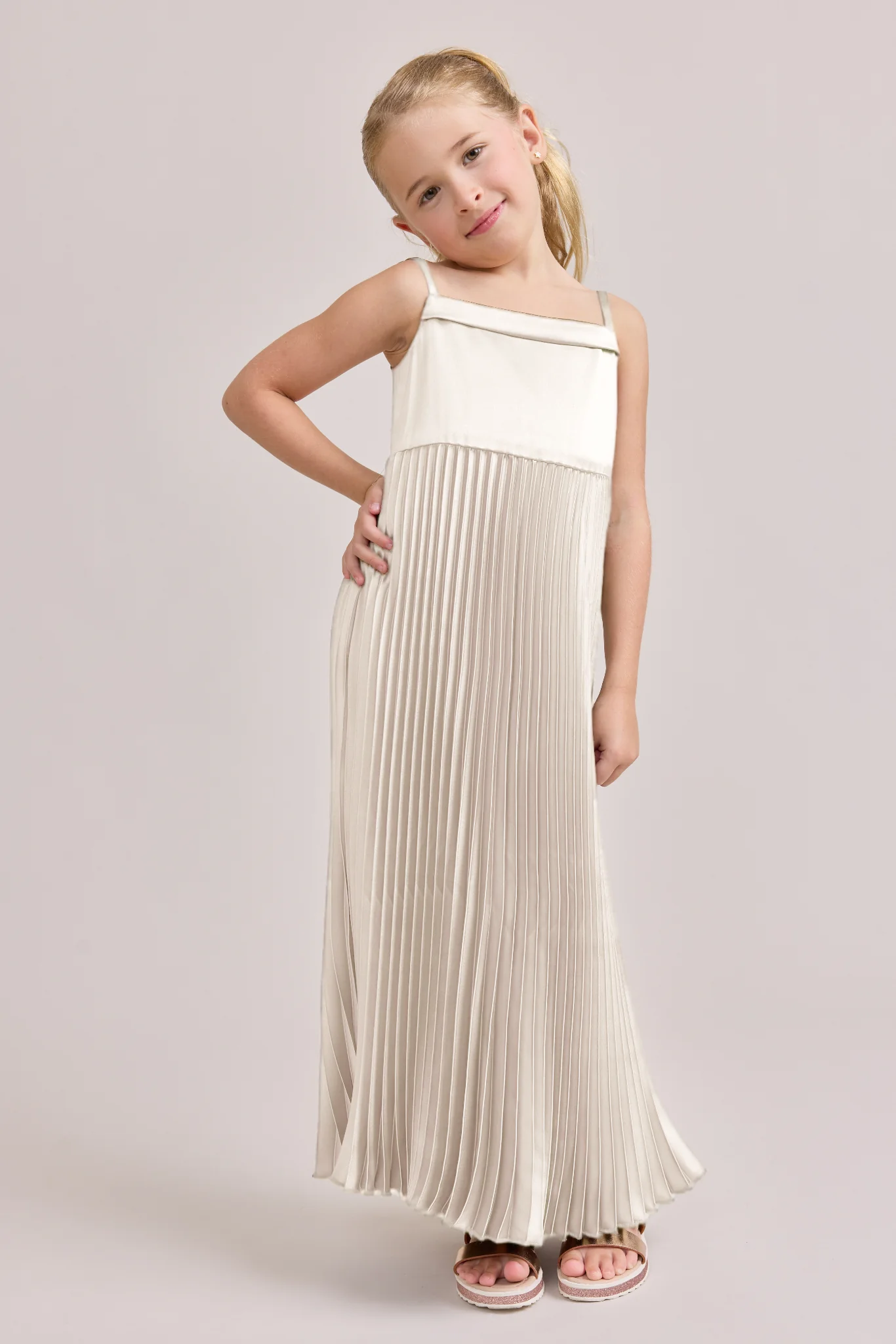 Kids Saylor Satin Pleated Dress | Made To Order - Image 47