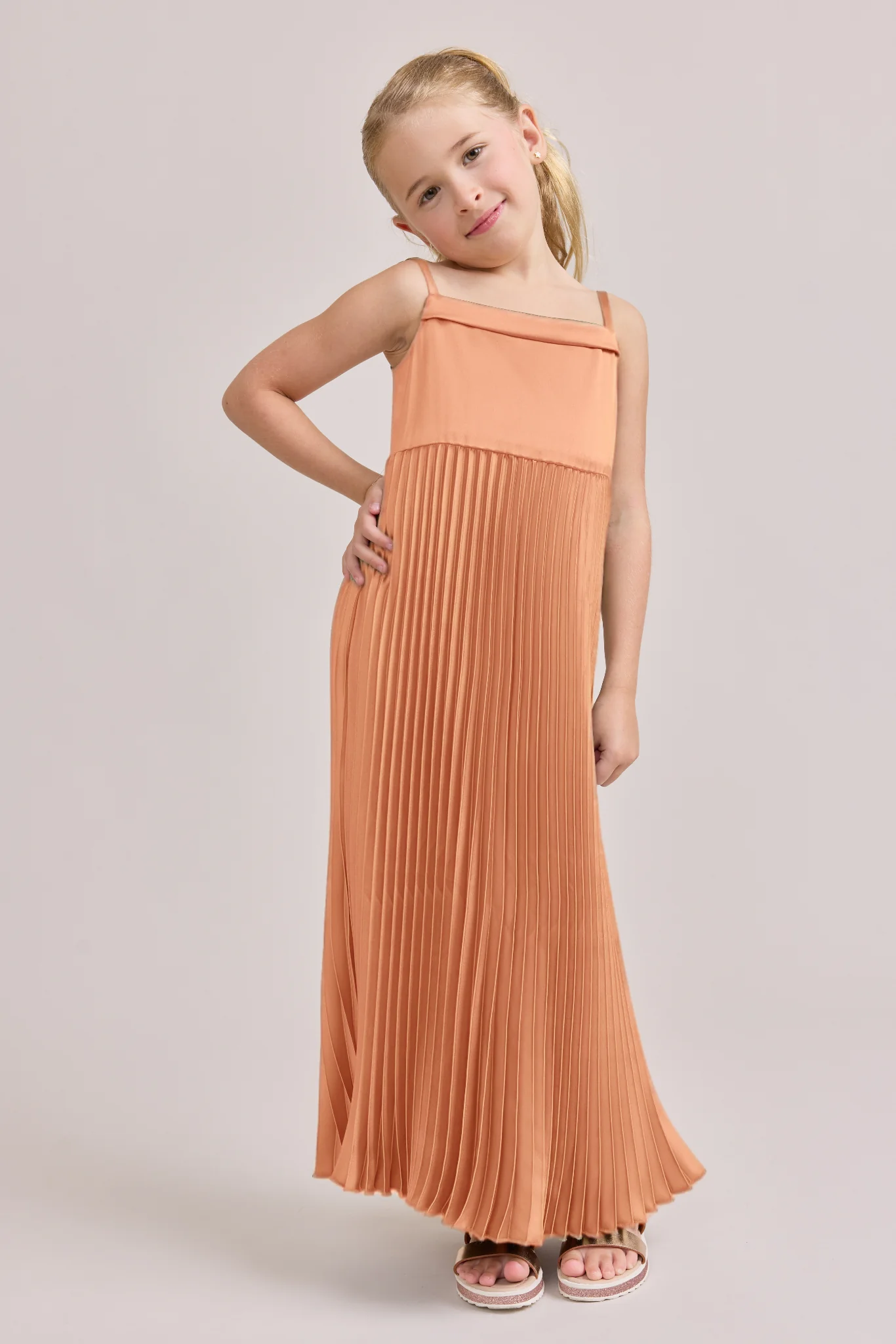 Kids Saylor Satin Pleated Dress | Made To Order - Image 48