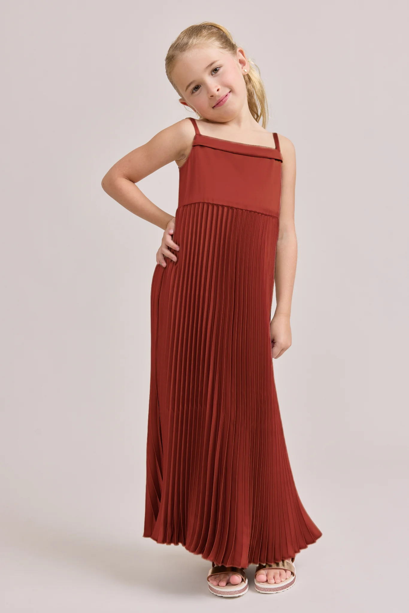 Kids Saylor Satin Pleated Dress | Made To Order - Image 50