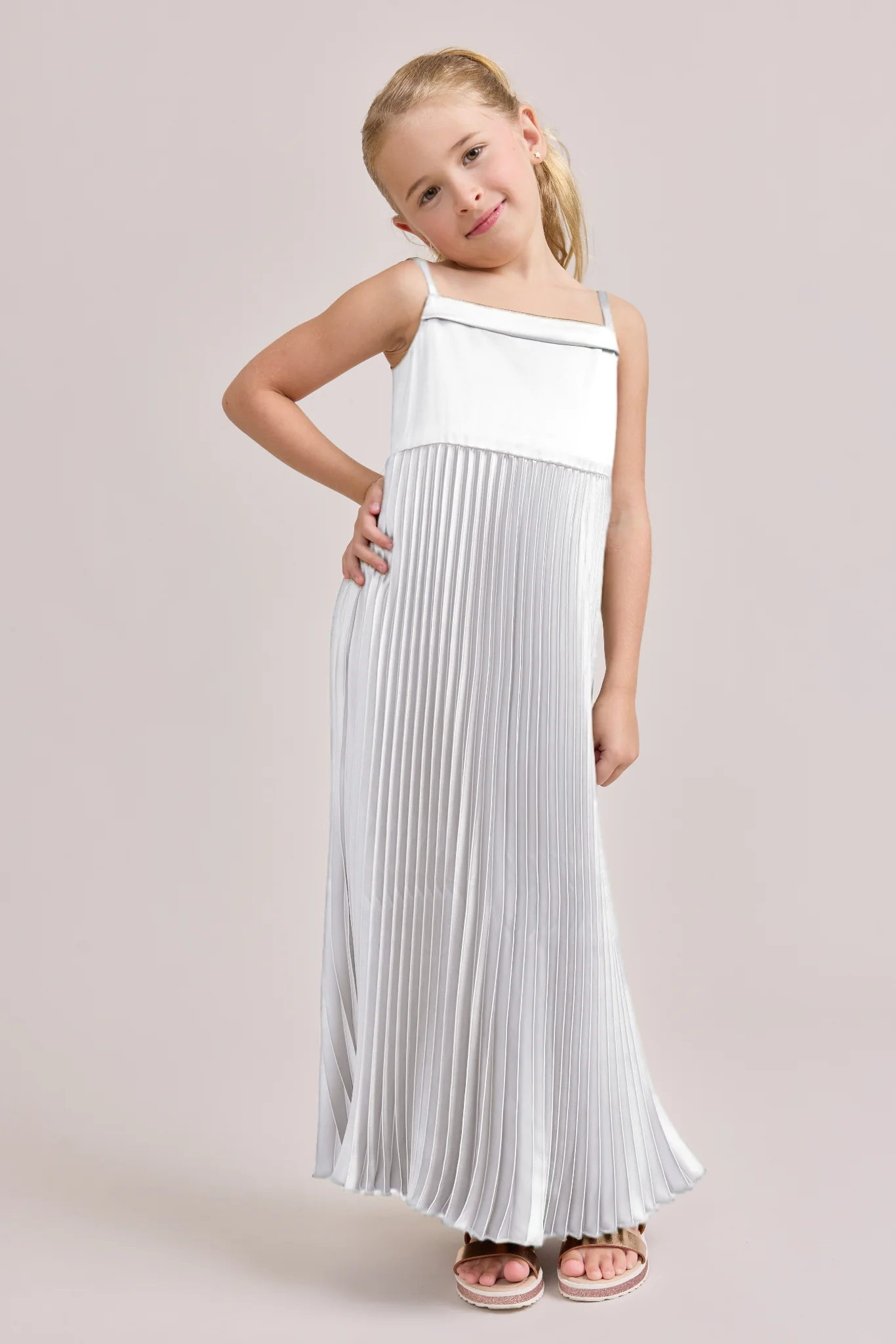Kids Saylor Satin Pleated Dress | Made To Order - Image 52