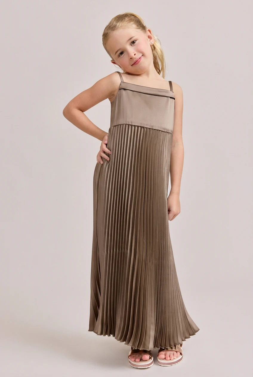 Kids Saylor Satin Pleated Dress | Made To Order - Image 57