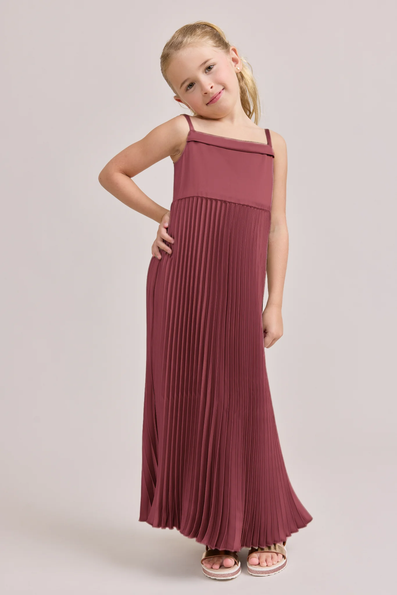 Kids Saylor Satin Pleated Dress | Made To Order - Image 9