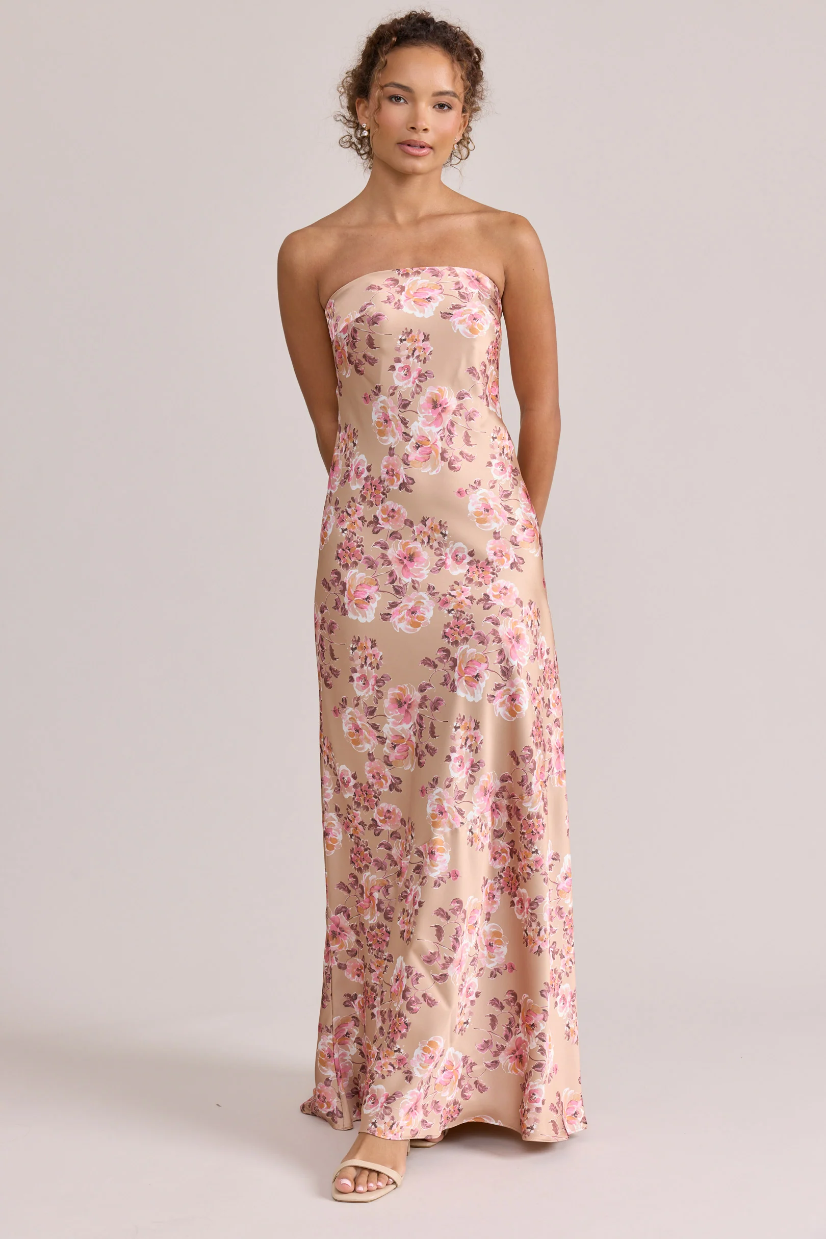 Leo Satin Floral Print Dress | Made To Order - Image 35