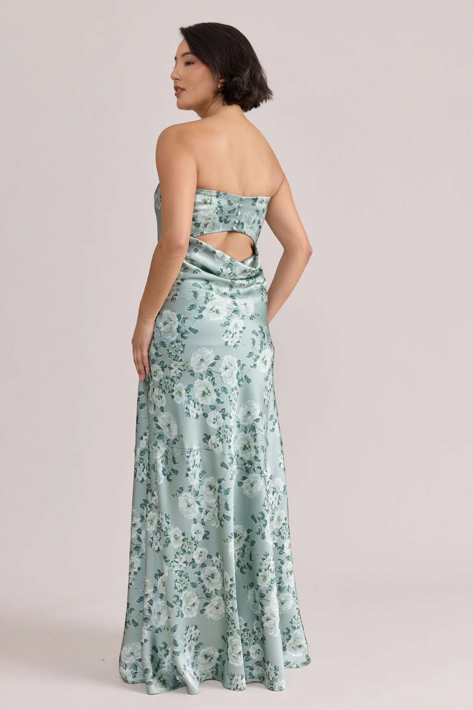 Leo Satin Floral Print Dress | Made To Order - Image 38