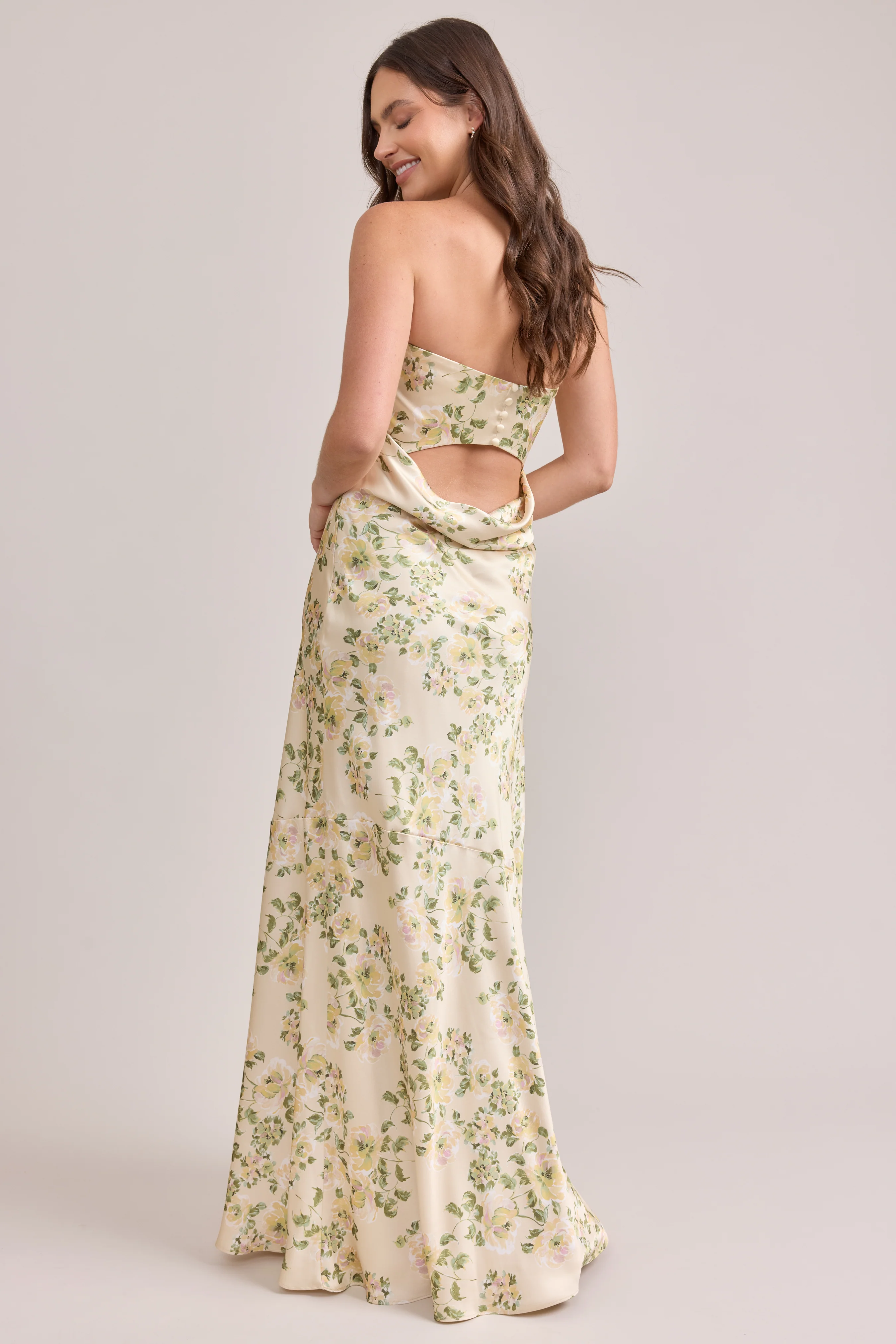 Leo Satin Floral Print Dress | Made To Order - Image 9