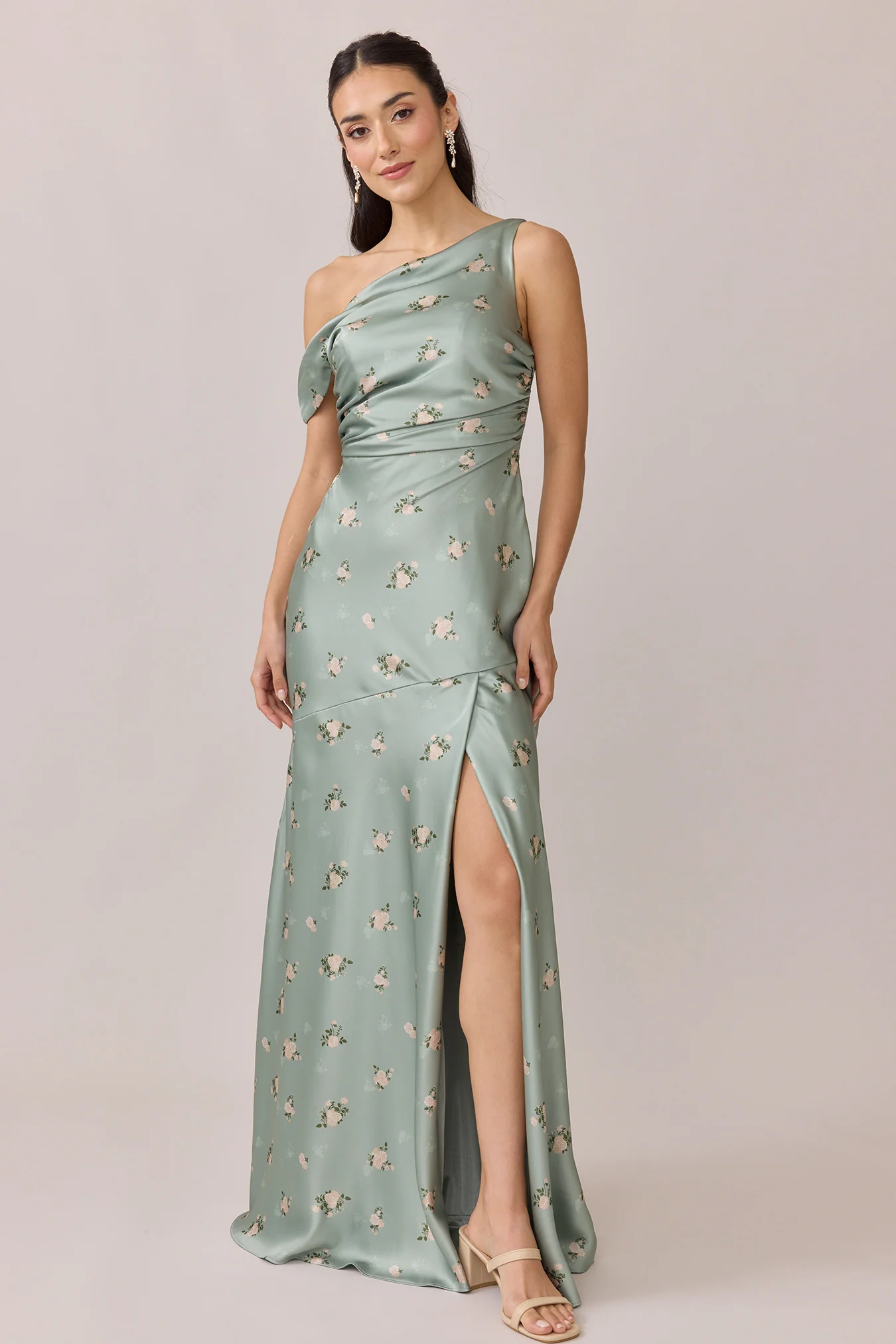 Livvy Satin Floral Print Dress | Made To Order - Image 55