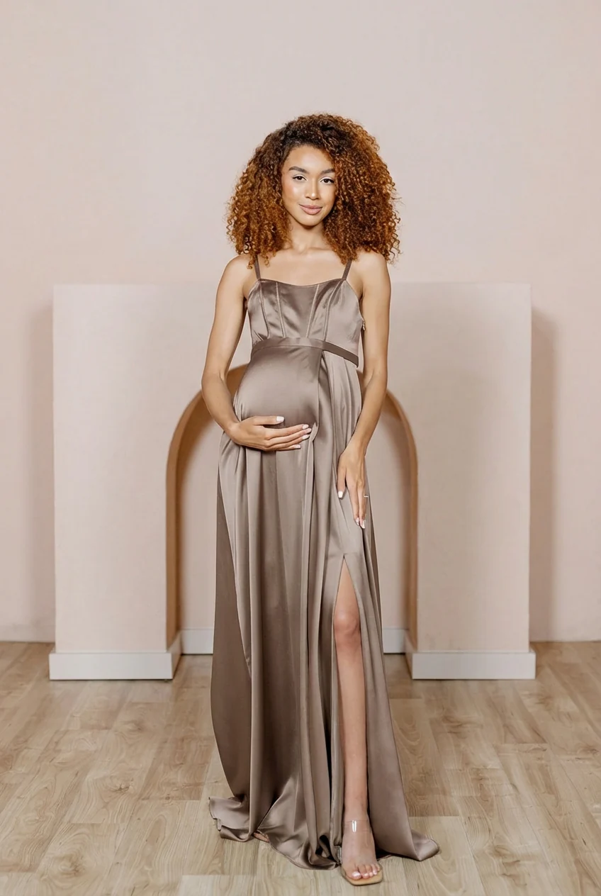 Maternity Nova Satin Dress | Made To Order - Image 113