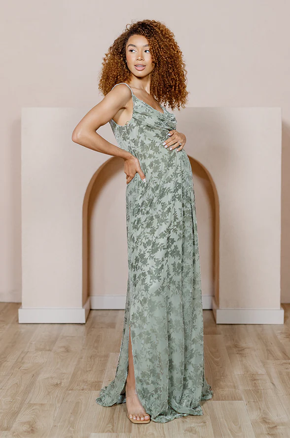 Maternity Skye Floral Burnout Velvet Dress | Made To Order - Image 13