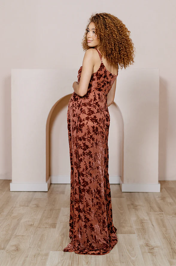 Maternity Skye Floral Burnout Velvet Dress | Made To Order - Image 4