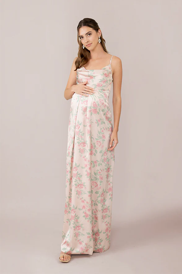 Maternity Skye Satin Floral Print Dress | Made To Order - Image 11