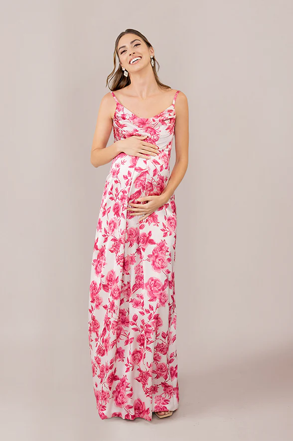 Maternity Skye Satin Floral Print Dress | Made To Order - Image 15