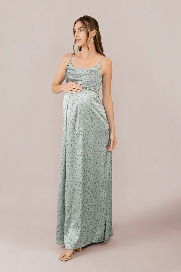 Maternity Skye Satin Floral Print Dress | Made To Order - Image 22