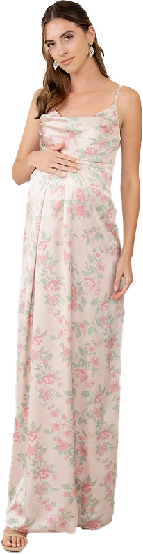 Maternity Skye Satin Floral Print Dress | Made To Order - Image 35