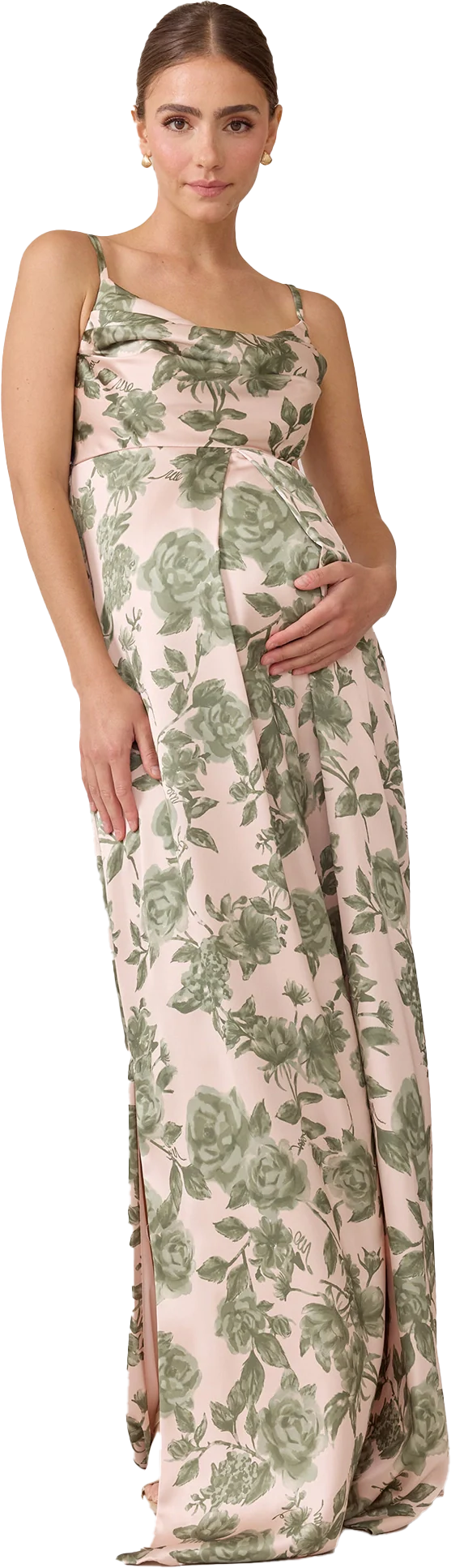 Maternity Skye Satin Floral Print Dress | Made To Order - Image 54