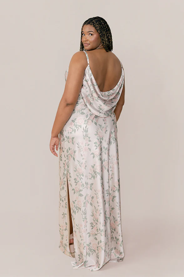 Nadia Satin Floral Print Dress | Made To Order - Image 36