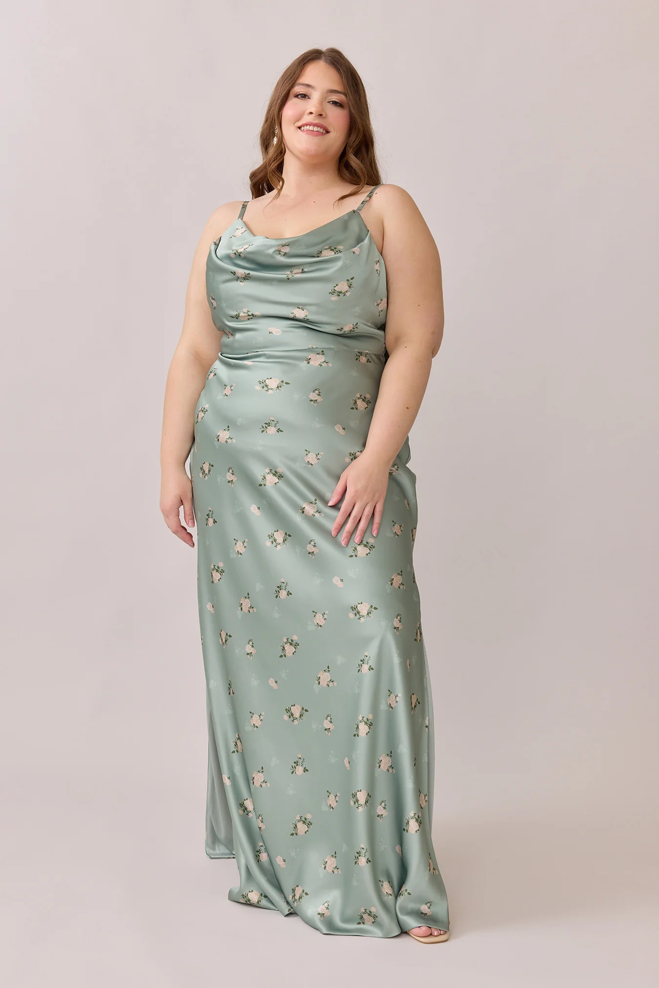 Nadia Satin Floral Print Dress | Made To Order - Image 49