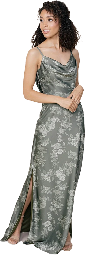Nadia Satin Floral Print Dress | Made To Order - Image 72