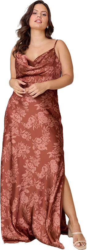 Nadia Satin Floral Print Dress | Made To Order - Image 74