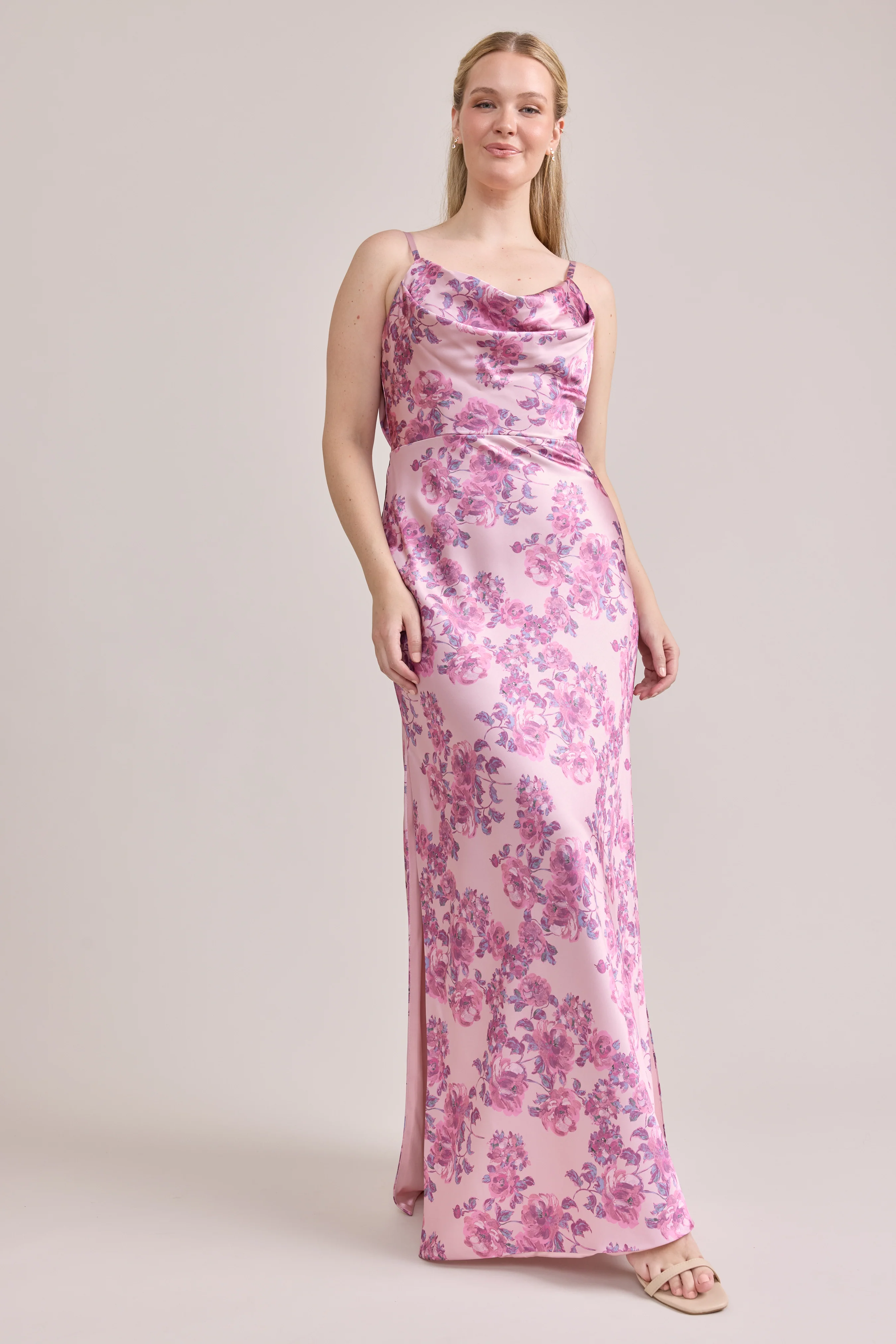 Nadia Satin Floral Print Dress | Made To Order - Image 89