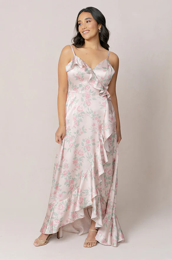 Paloma Satin Floral Print Dress | Made To Order - Image 5