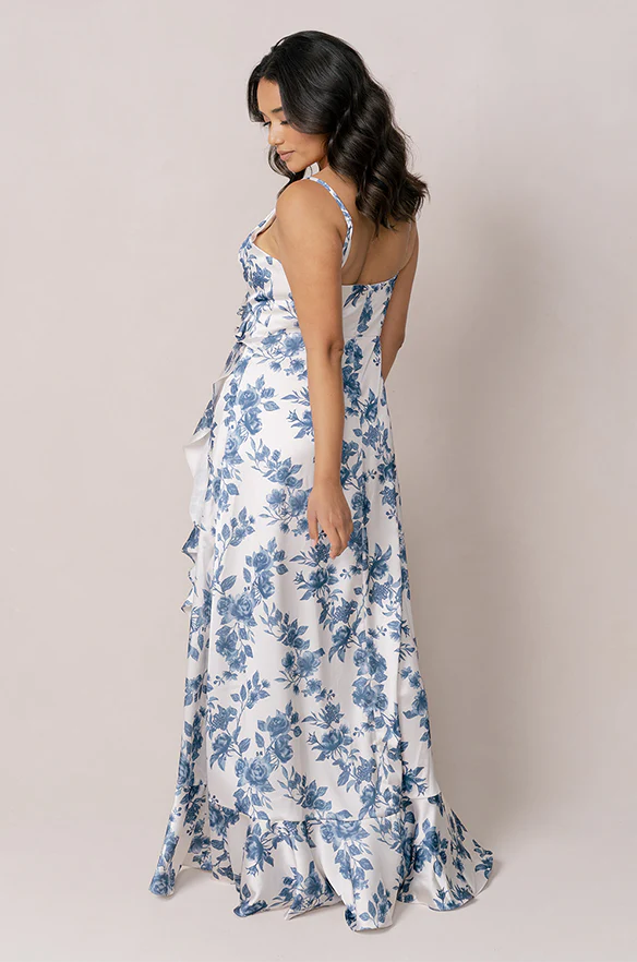 Paloma Satin Floral Print Dress | Made To Order - Image 9