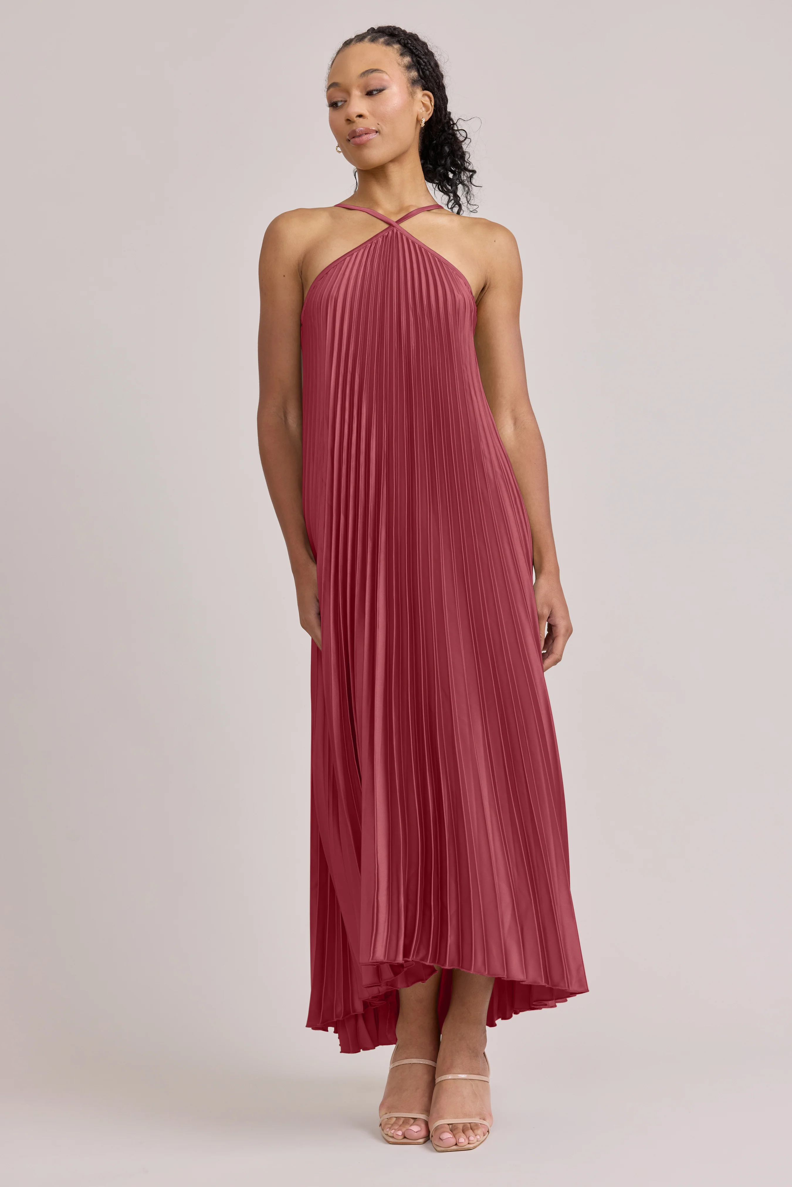 Rayne Satin Pleated Dress | Made To Order - Image 106